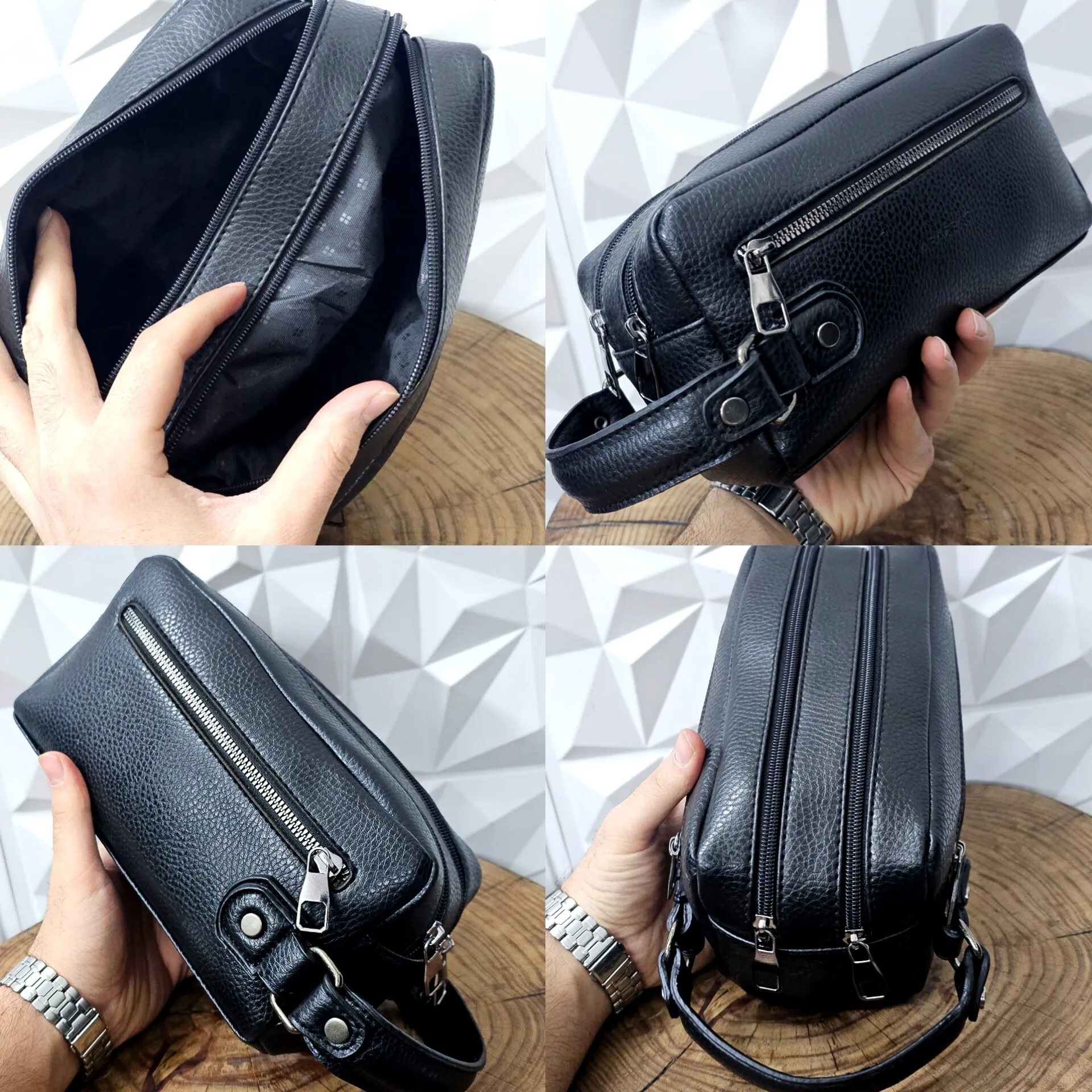 کیف دستی مردانه چرمی شوزبگ دو خانه چرم صنعتی خارجی — تصویر ۸