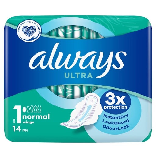 نوار بهداشتی آلویز مدل الترا آبی بسته14تاییalways ultra — تصویر ۲
