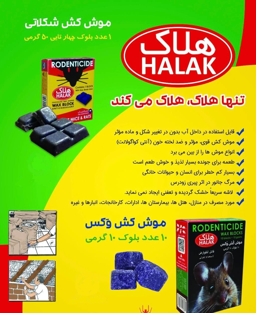 طعمه موش 100 گرمی شکلاتی هلاک — تصویر ۳