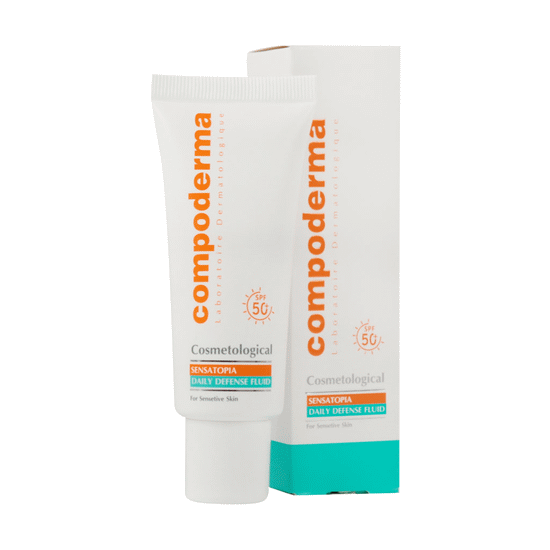 ضد آفتاب بیرنگ پوست حساس سنساتوپیا کامپودرما 40 میل COMPODERMA SENSATOPIA DAILY DEFENSE FLUID