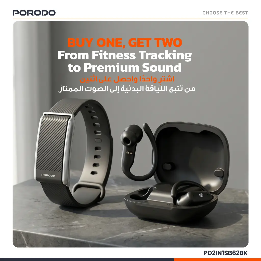 مچ‌بند هوشمند و هندزفری پرودو مدل Activex PD2IN1SB62BK — تصویر ۴