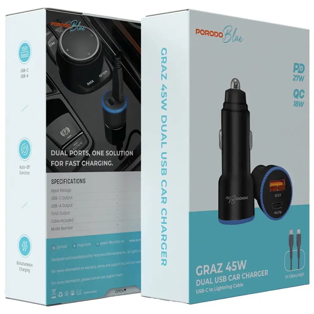 شارژر فندکی 45W پرودو مدل Graz PBCCR51 — تصویر ۳