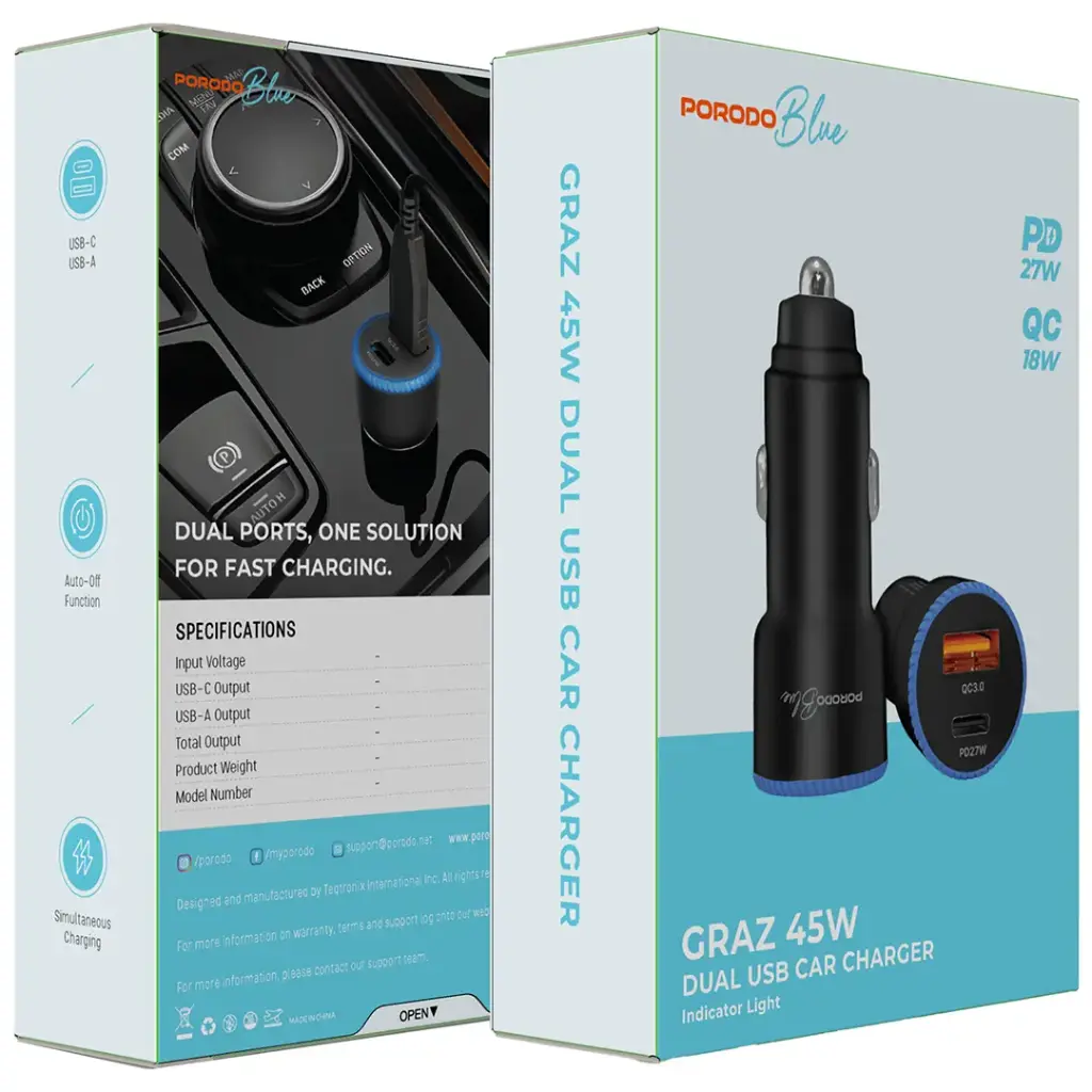 شارژر فندکی 45W پرودو مدل Graz PBCCR51 — تصویر ۵