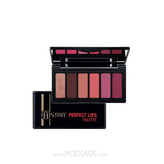 پالت رژ لب جامد 6 رنگ آسترا ایتالیا ASTRA PERFECT LIPS PALETTE