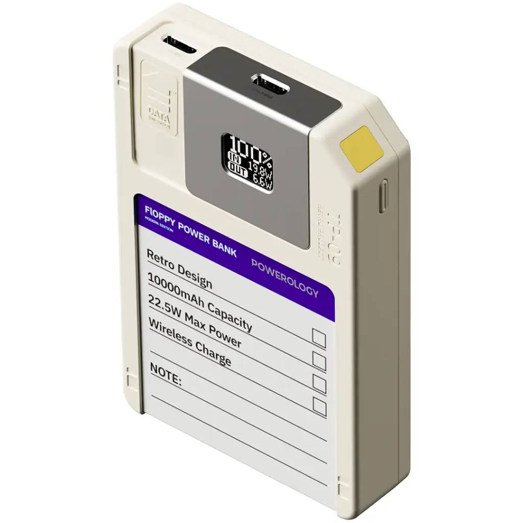 پاوربانک مگ‌سیف 10000 پاورولوژی مدل Floppydisk Retro PPBCHA97WH — تصویر ۵