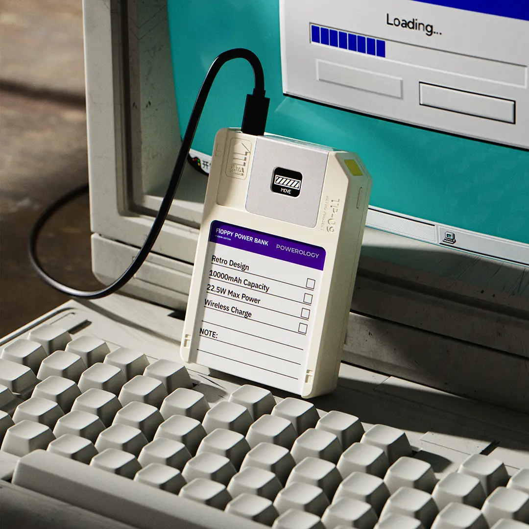 پاوربانک مگ‌سیف 10000 پاورولوژی مدل Floppydisk Retro PPBCHA97WH — تصویر ۷