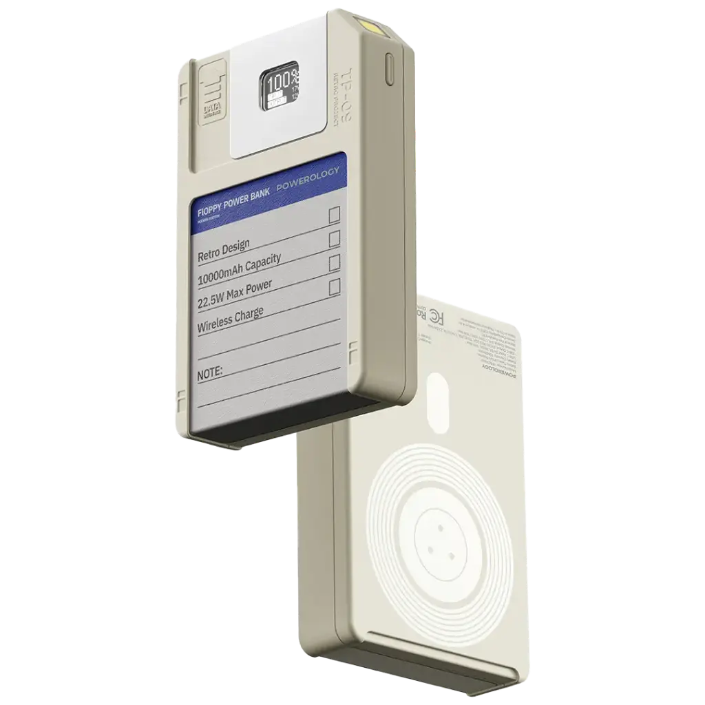 پاوربانک مگ‌سیف 10000 پاورولوژی مدل Floppydisk Retro PPBCHA97WH