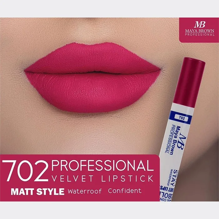 رژ لب مدادی 24 ساعته مایا براون Maya Brown Professional Velvet Lipstick Matt Style Waterproof — تصویر ۳