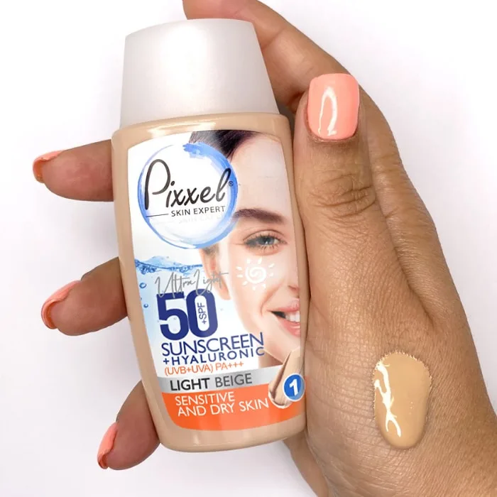 ضد آفتاب رنگی پوست خشک و حساس پیکسل Pixxel Fluid Sun Screen SPF50 Sensitive And Dry Skin 50 ml — تصویر ۴