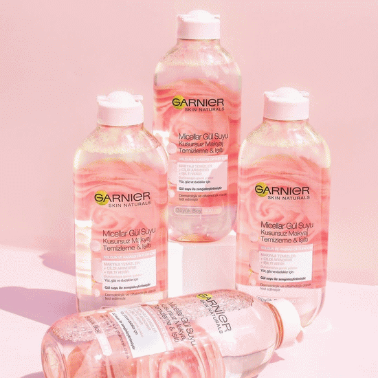 محلول پاک کننده آرایش چشم و صورت گل رز گارنیر 400 میل GARNIER MICELLAR ROSE WATER CLEANSE & GLOW