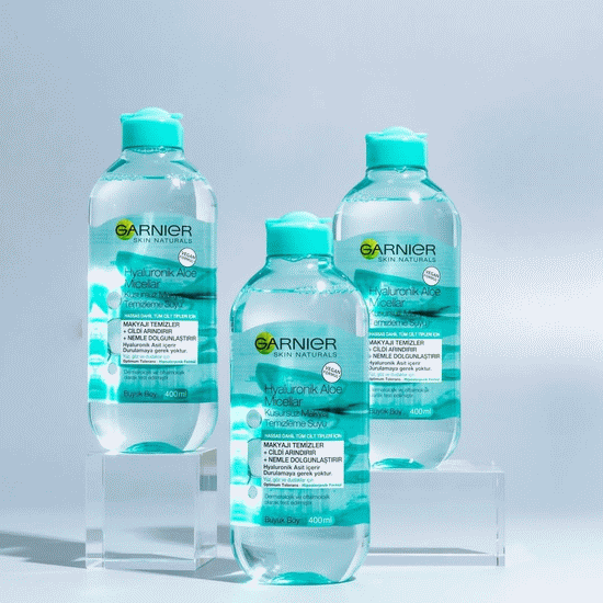 محلول پاک کننده آرایش چشم و صورت آلوئه ورا گارنیر 400 میل GARNIER ALOEVERA & HYALORONIC CLEANSING MICELLAR WATER