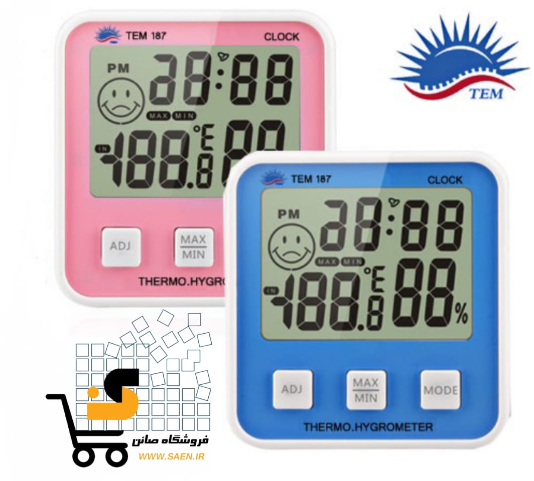 دماسنج و رطوبت سنج و ساعت دیجیتال tem187 — تصویر ۲