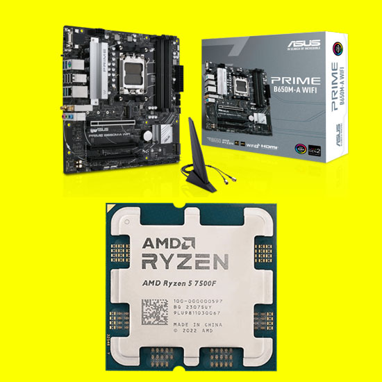 باندل قدرتمند ryzen5-7500F به همراه مادربرد asus b650 ma wifi