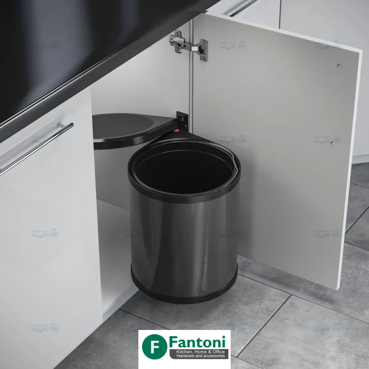 سطل چند منظوره توکار لولایی هایلو کد 351503 مدل مونو جهت یونیت عرض 400mm فانتونی Q340 — تصویر ۴