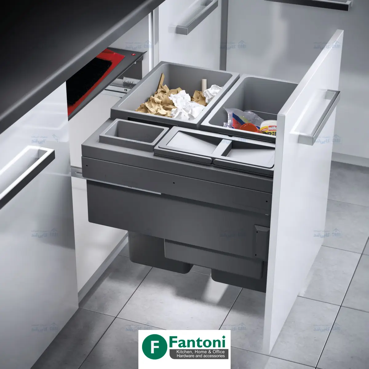 سطل چند منظوره توکار متصل به بدنه هایلو کد 361961 مدل یوروکارگو اس سی جهت یونیت عرض 600mm فانتونی Q260 — تصویر ۵