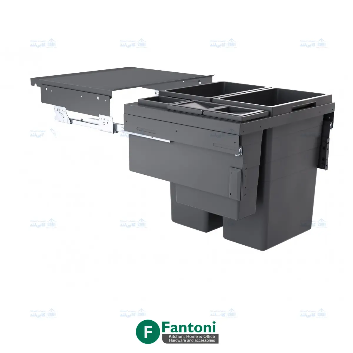 سطل چند منظوره توکار متصل به بدنه هایلو کد 361961 مدل یوروکارگو اس سی جهت یونیت عرض 600mm فانتونی Q260 — تصویر ۶