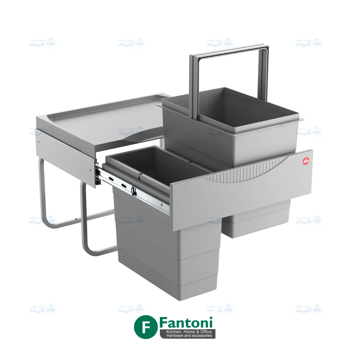 سطل چند منظوره توکار متصل به کف هایلو کد 364470 جهت یونیت عرض 500mm فانتونی Q150 — تصویر ۴