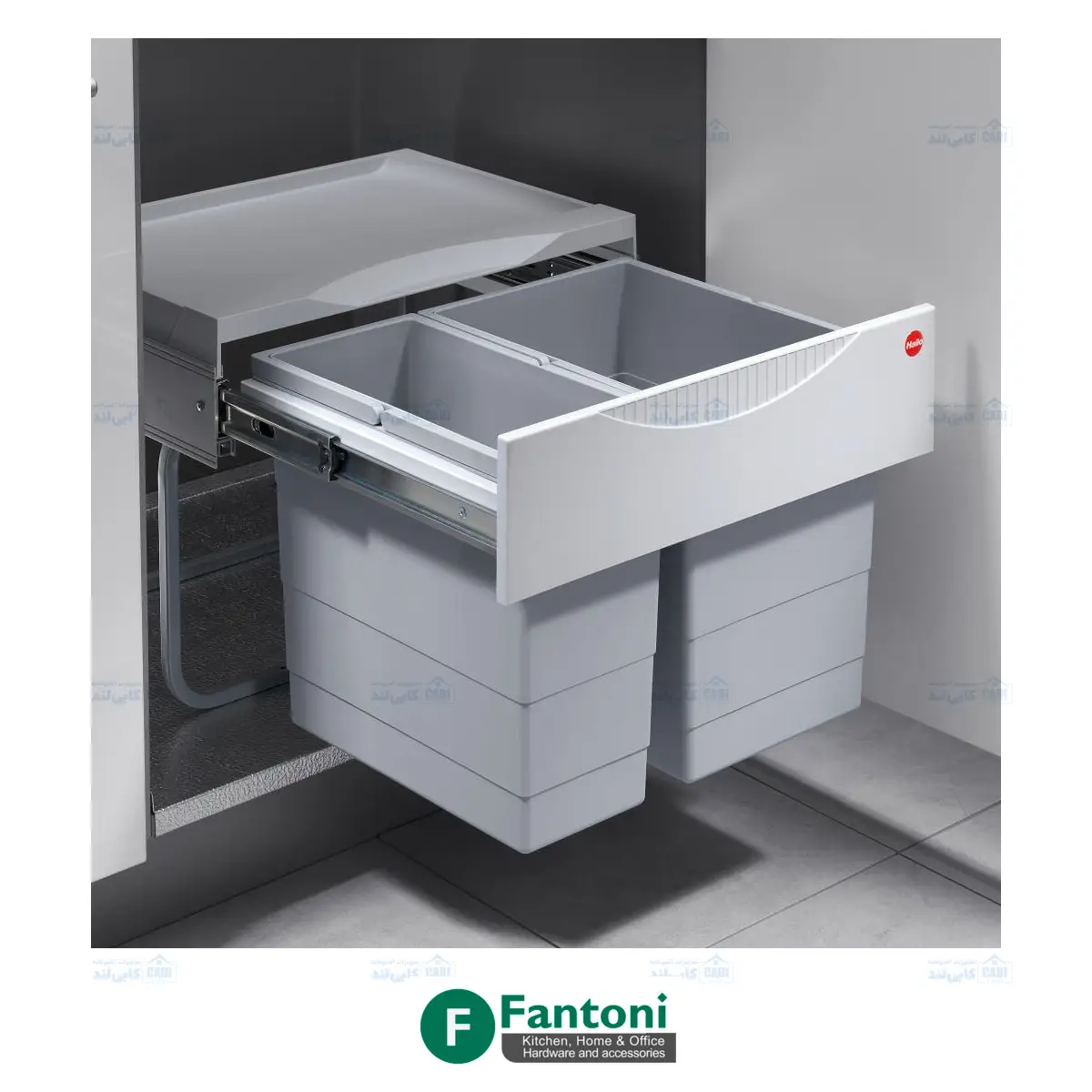 سطل چند منظوره توکار متصل به کف هایلو کد 364470 جهت یونیت عرض 500mm فانتونی Q150 — تصویر ۲