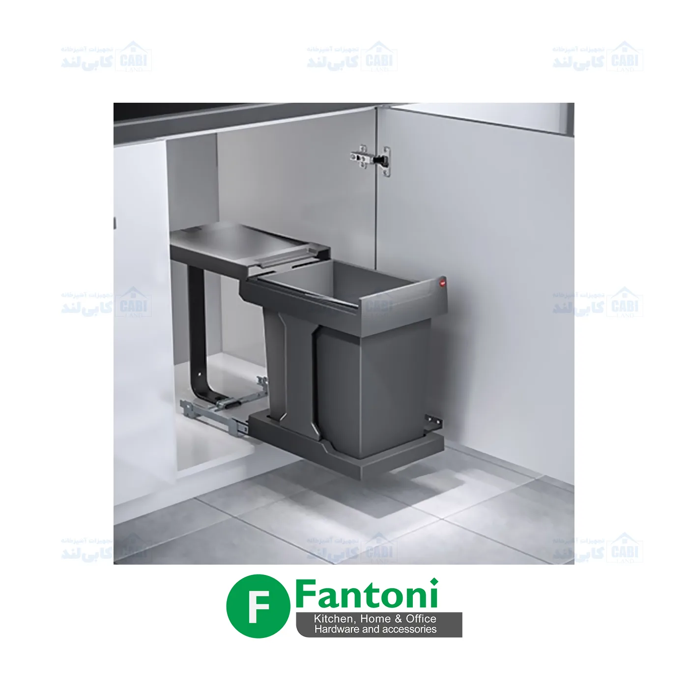 سطل چند منظوره توکار متصل به کف هایلو کد 363410 جهت یونیت عرض 400mm فانتونی Q140 — تصویر ۲