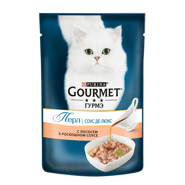 پوچ گربه با طعم سالمون در سس مخصوص گورمت – Gourmet Salmon