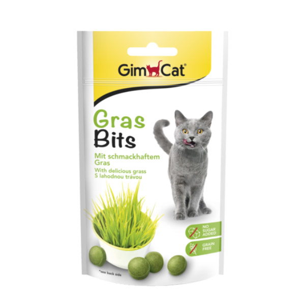 تشویقی قرص توپی گربه با طعم گرس جیم کت Gras Bits