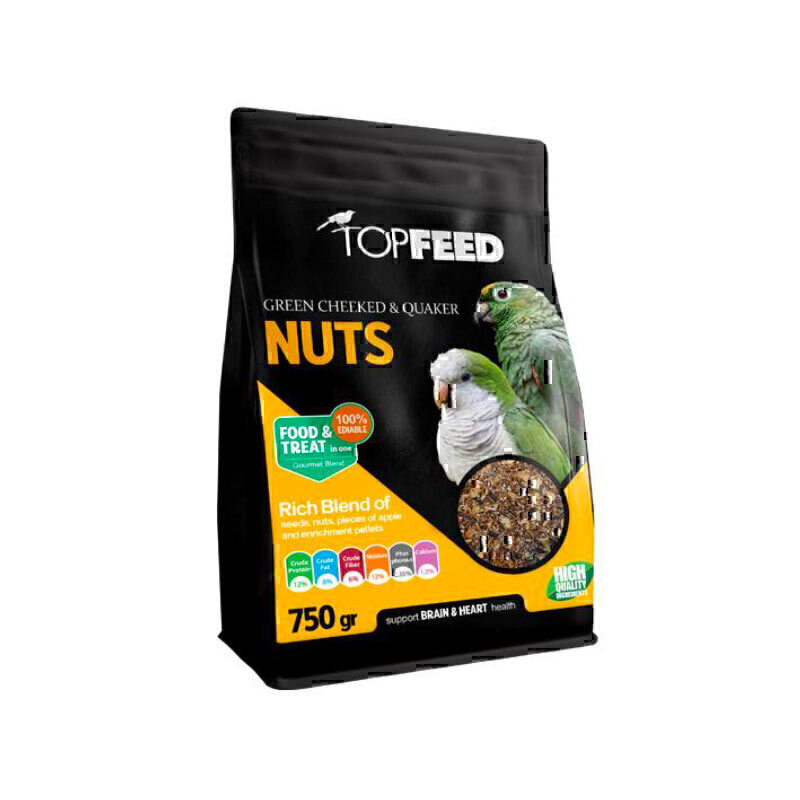 خوراک آجیلی گرین چیک پرندگان تاپ فید Topfeed Green Cheeked & Quaker وزن 750 گرم — تصویر ۲