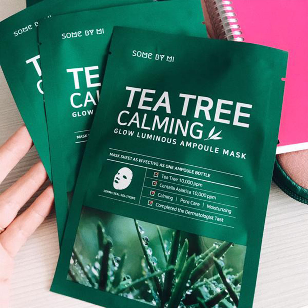 شیت ماسک تسکین دهنده و ترمیم کننده چای سبز سام بای می Some By Mi Tea Tree Calming Glow Luminous Ampoule Mask — تصویر ۳