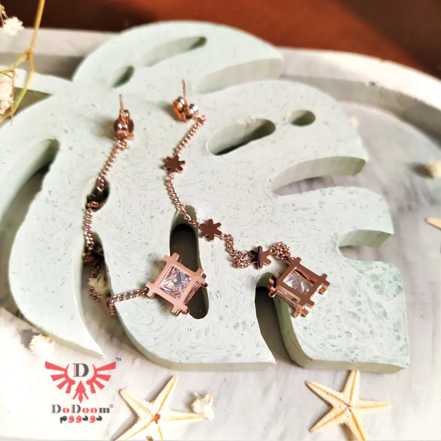 گوشواره استیل رزگولد E27 — تصویر ۳