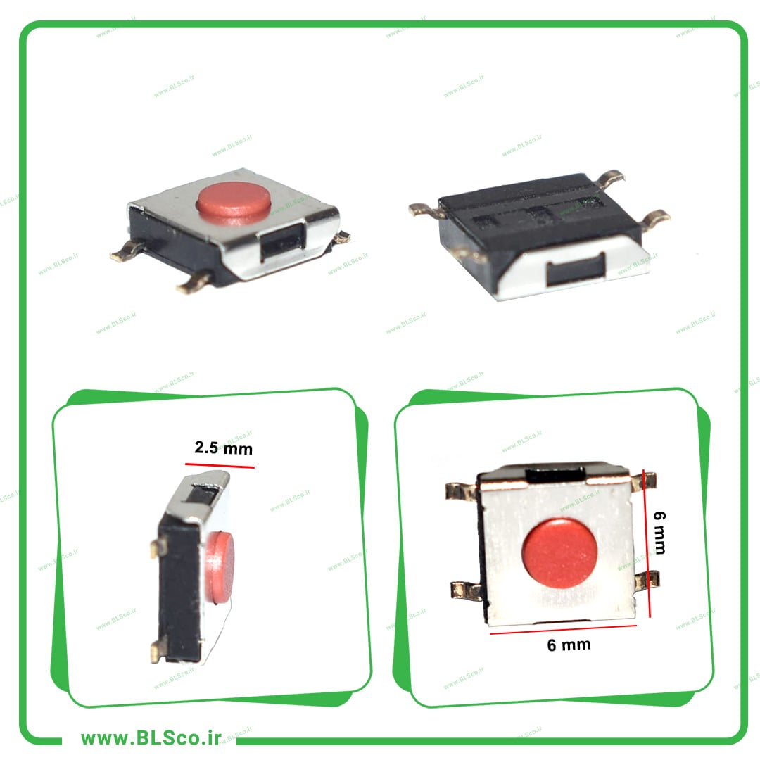 میکرو سویچ(تک سویچ) 6x6mm ارتفاع سویچ از کف 4.5mm (4پین) کد 2023 — تصویر ۴