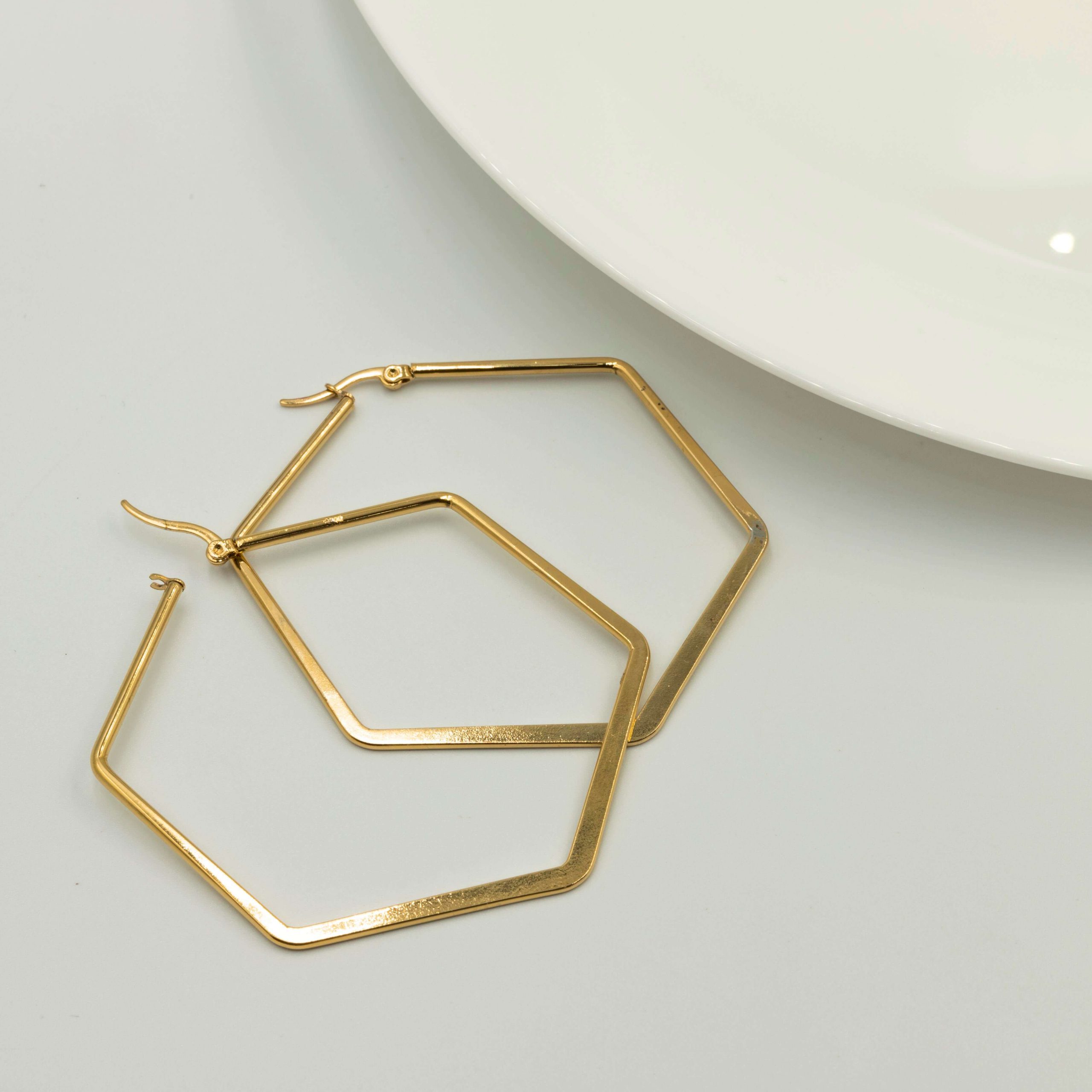 گوشواره استیل شش ضلعی – E10