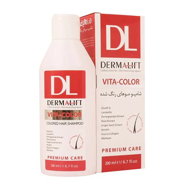 شامپو موهای رنگ شده درمالیفت مدل Vita-Color حجم 200 میلی لیتر
