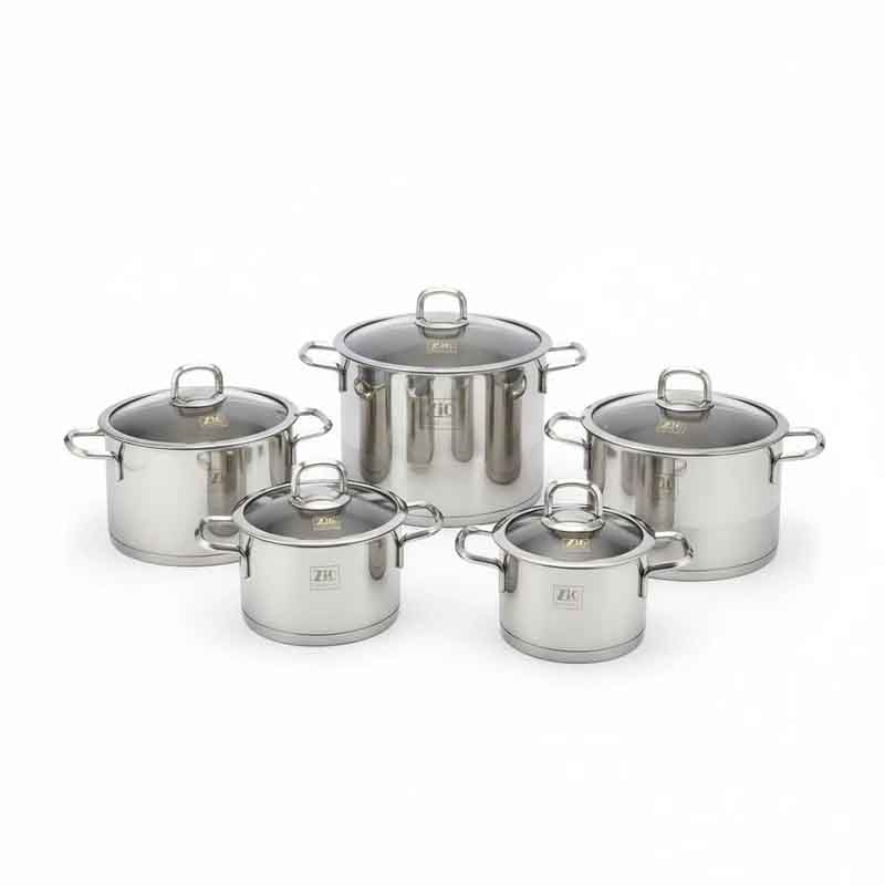 سرویس قابلمه ۱۰ پارچه استیل زیو مدل ZCS-1320