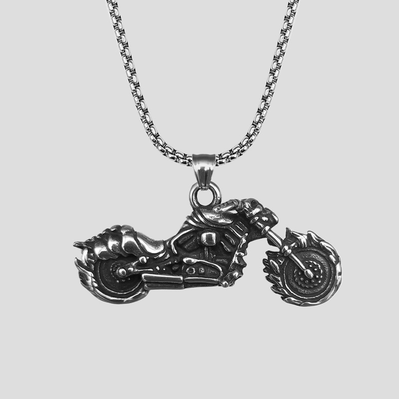 پلاک و گردنبند استیل موتور اسکلتی مدل Ghost Rider کد Fsi-525d6 — تصویر ۲