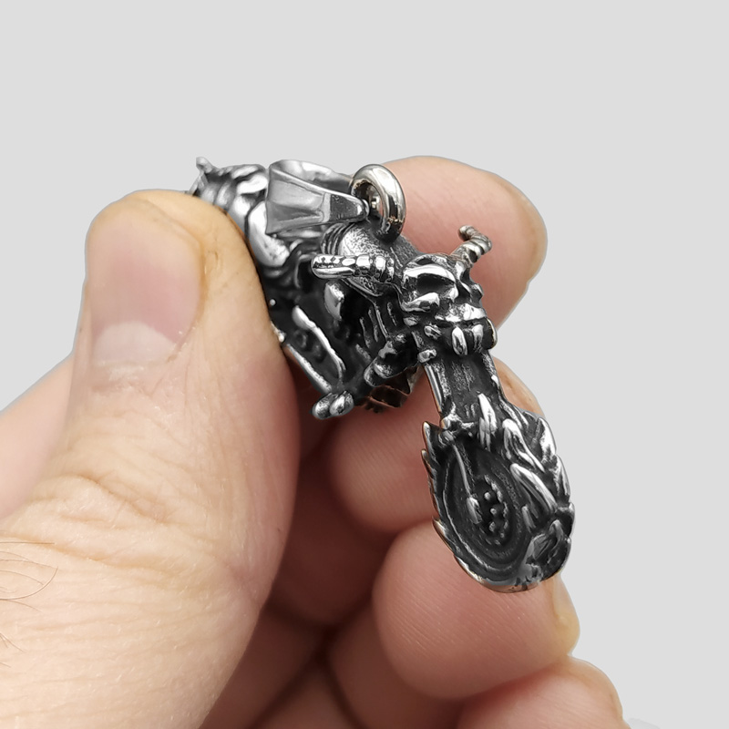 پلاک و گردنبند استیل موتور اسکلتی مدل Ghost Rider کد Fsi-525d6 — تصویر ۶