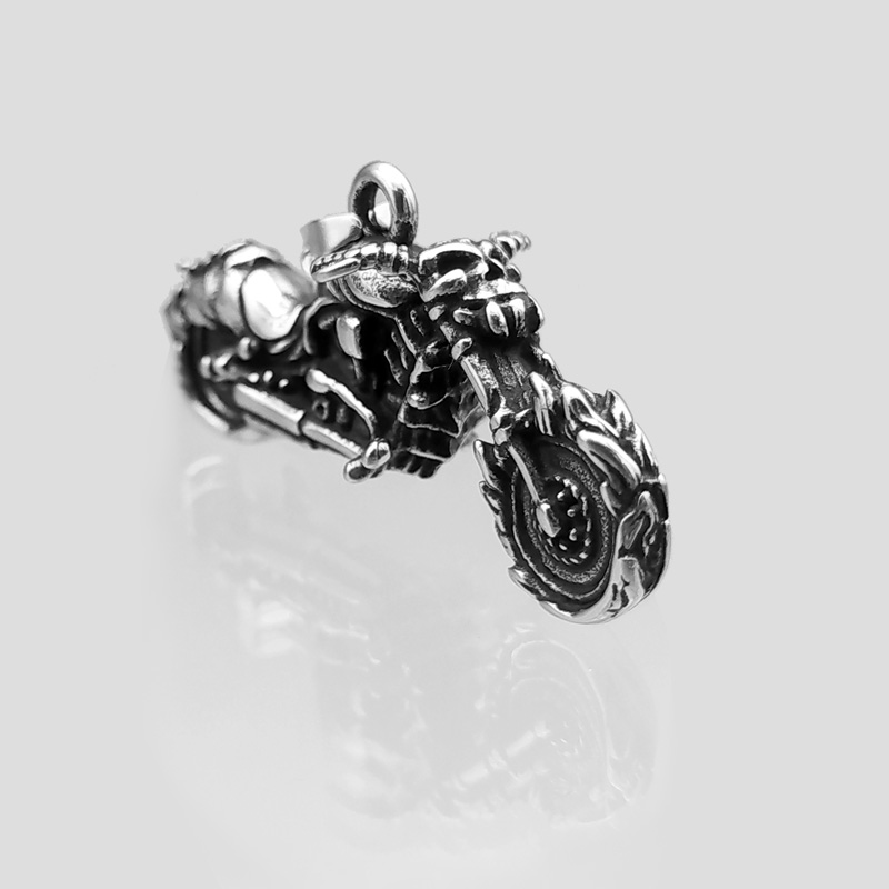 پلاک و گردنبند استیل موتور اسکلتی مدل Ghost Rider کد Fsi-525d6 — تصویر ۳