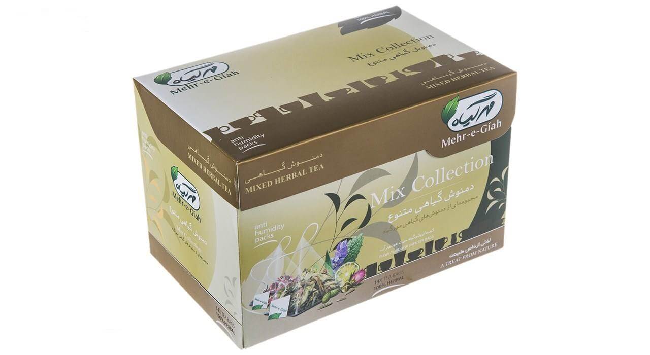 دمنوش گیاهی متنوع مهرگیاه بسته 14 عددی