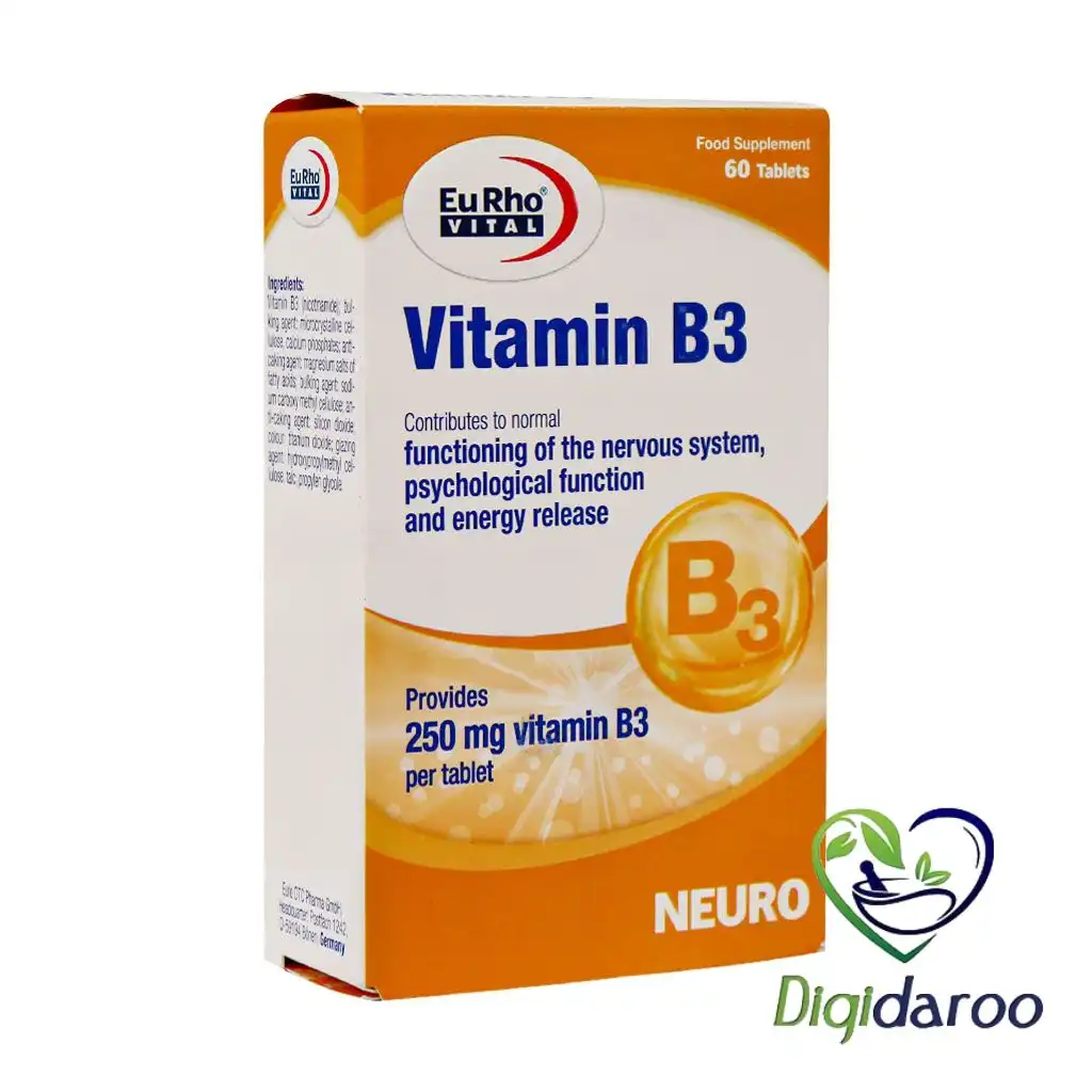 قرص ویتامین B3 (ب3) 250 میلی گرم یوروویتال 60 عددی