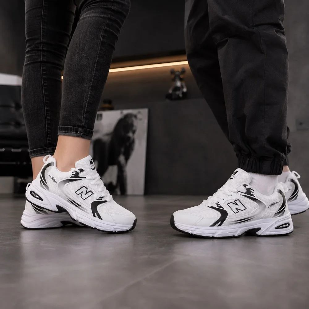 کتانی اسپرت ست زنانه ومردانه رانینگ مدل نیوبالانس530(newbalance)|37-44|رانینگ|سفید-مشکی|کف دوخت