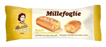 شیرینی پفی میله فولیه با مغز کرم وانیلی 25 گرم مینی اسنک ماتیلدا ویچنزی MATILDE VICENZI mille foglie mini snack — تصویر ۲