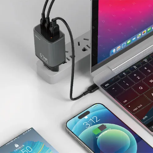 شارژر دیواری ۱۰۰ وات نوکسو مدل CHN-P-3 با ۴ پورت USB-C و USB-A، پشتیبانی از PD و QC3.0 (EU Pin) و فناوری GaN — تصویر ۶