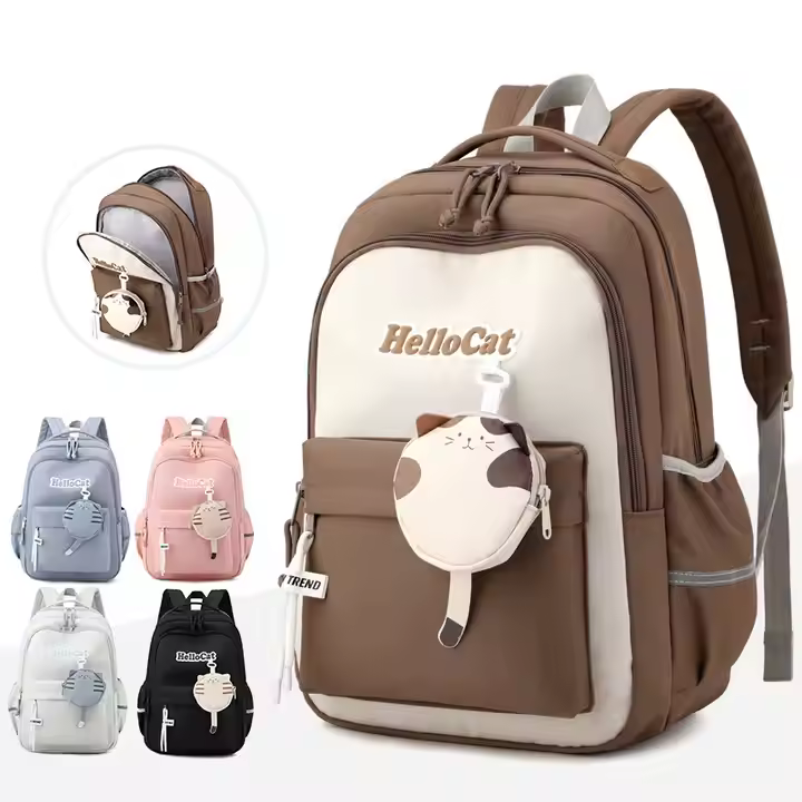 کوله پشتی فانتزی وارداتی Hello cat با کیف کوچک طرح گربه کد6859