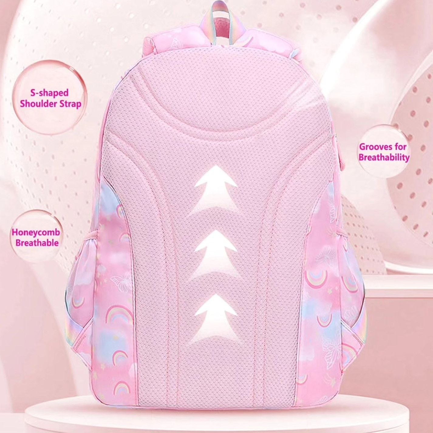 کوله دریخچالی دخترانه طرح پروانه رنگین کمان کد 8008 — تصویر ۷