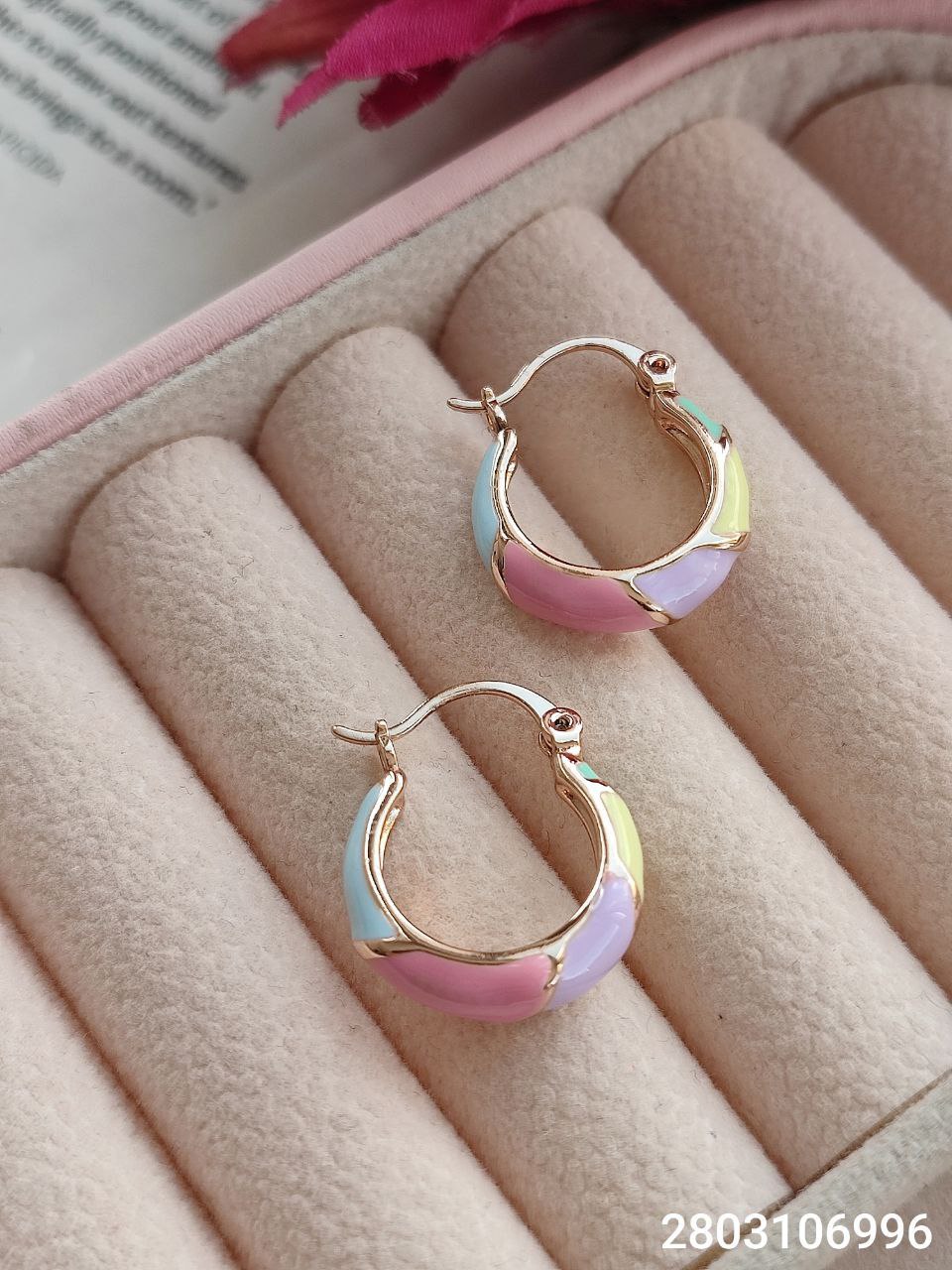 گوشواره حلقه‌ای رنگی مارک ژوپینگ کیفیت عالی رنگ ثابت کد 1616674