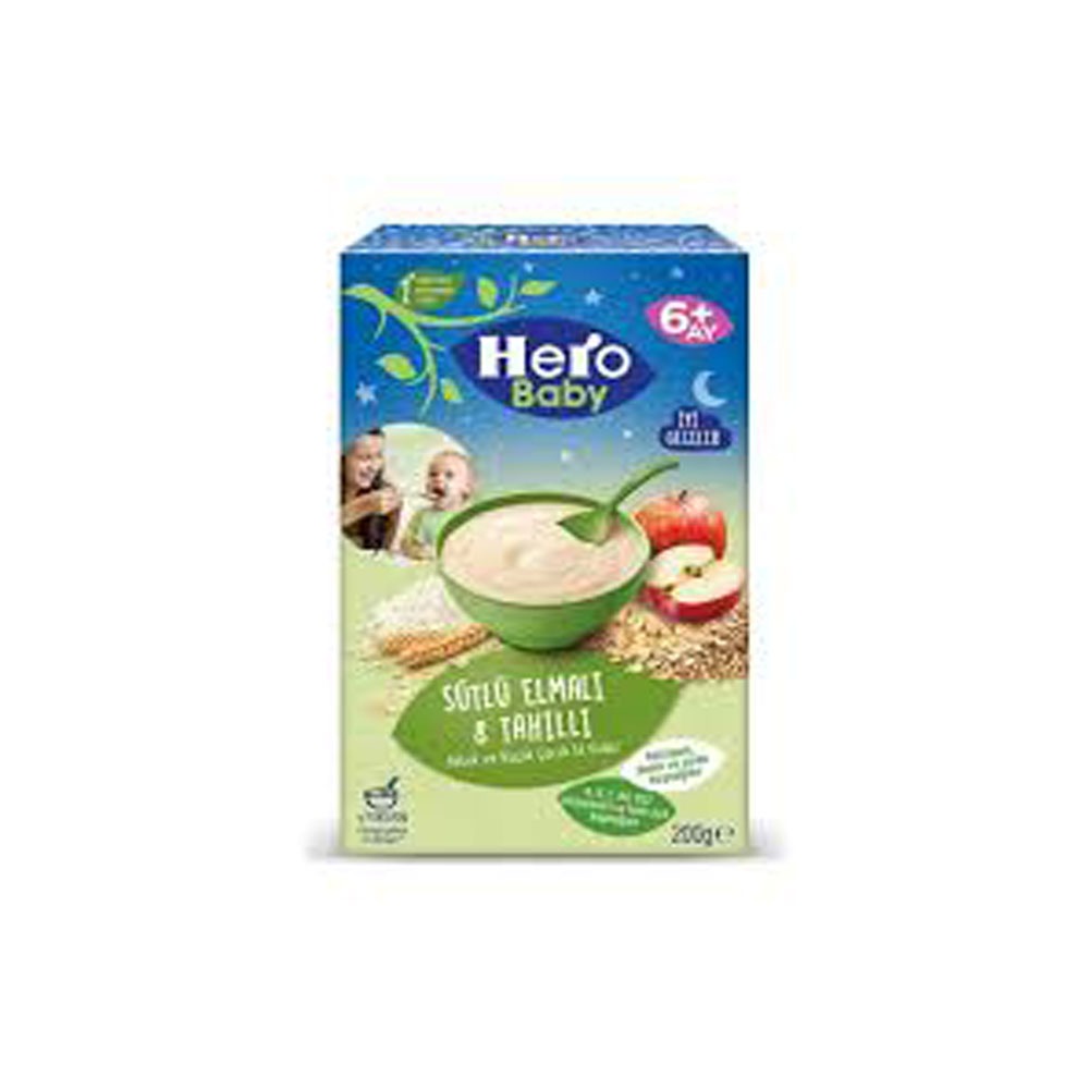 غذای کمکی هرو بیبی با طعم هشت غله ، سیب و شیر Hero baby