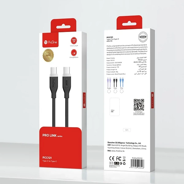 کابل usb-c پرووان مدل PCC121 طول 1 متر — تصویر ۳