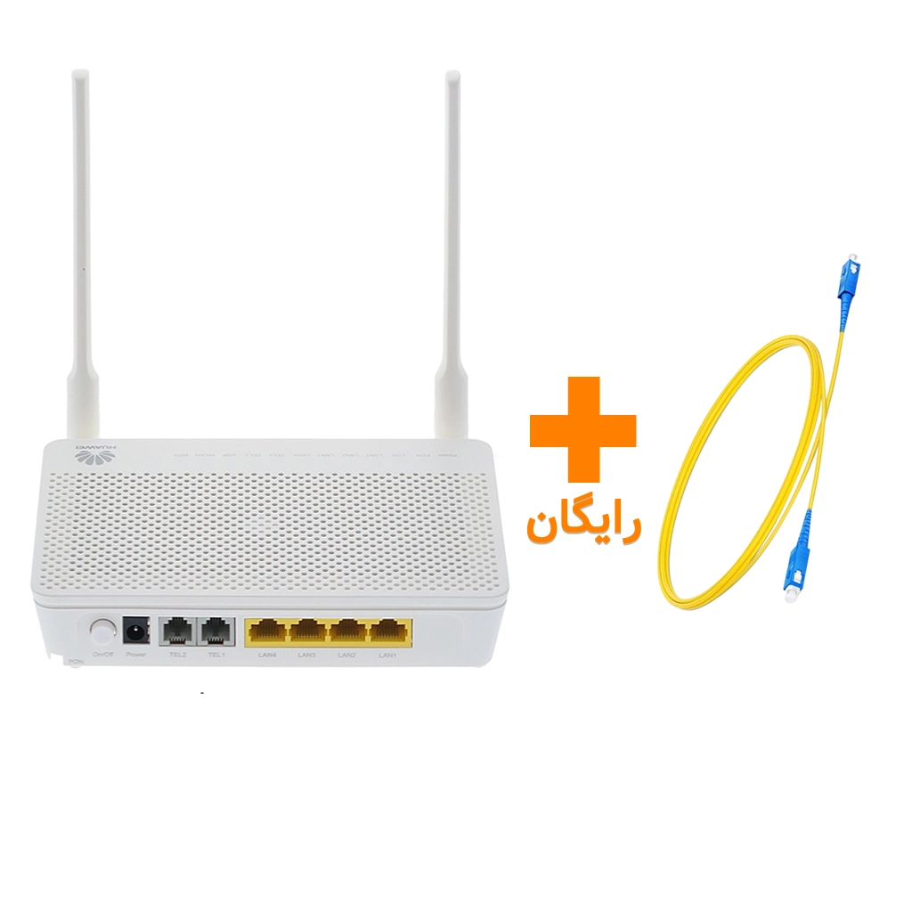 مودم روتر فیبر نوری هوآوی مدل HUAWEI HG8245H5 استوک رنگ سفید به همراه کابل فیبر رایگان
