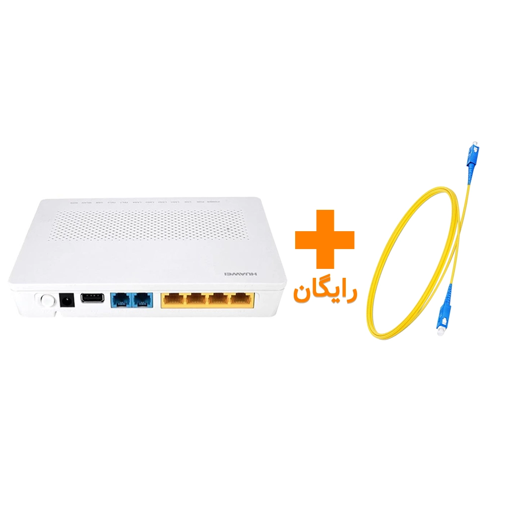 مودم فیبر نوری هوآوی مدل HUAWEI HG8346M (INTERNAL ANTEN) استوک رنگ سفید به همراه کابل فیبر رایگان