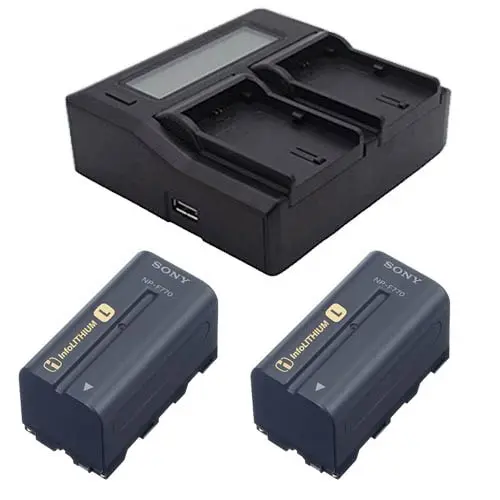 پکیج شارژر دوبل فوتومکس DUBLE NP-F770 + دو باتری سونی NP-F770