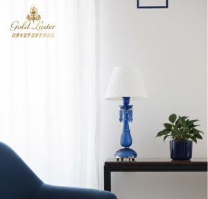 آباژور رومیزی کریستالی باکارات آبی تک شید