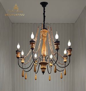 لوستر نئوکلاسیک روستیک چوب راش